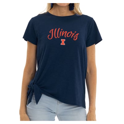 Illinois Fighting Illini Flying Colors Apparel Women's Sophie Side Tie T-Shirt - Navy
