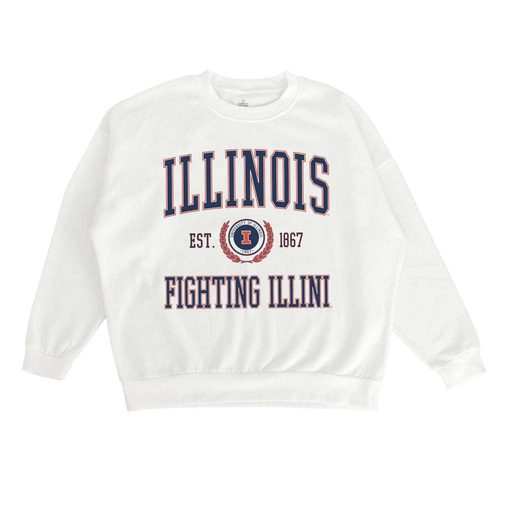 Illinois Fighting Illini Gameday Couture Women's Premium Fleece Drop Shoulder Oversized Pullover Sweatshirt - White