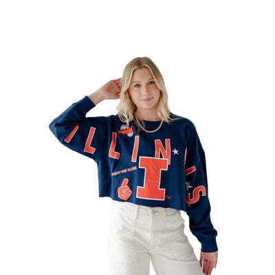 Illinois Fighting Illini Gameday Social Women's Patch Phipps Sweatshirt - Navy
