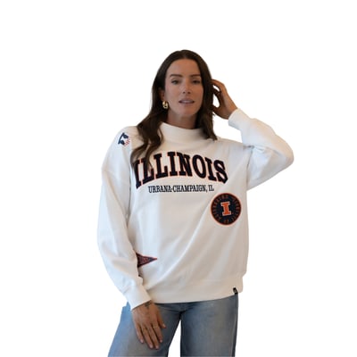 Illinois Fighting Illini Gameday Social Women's Patch Mockneck Sweatshirt - White

