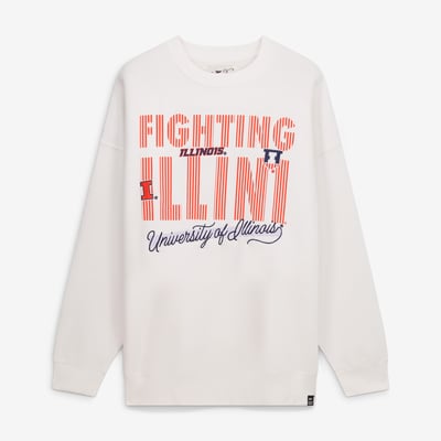 Illinois Fighting Illini Gameday Social Women's Striped Patch Sweatshirt - White
