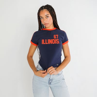  Illinois Fighting Illini Hype and Vice Women's Cropped Goalie Baby T-Shirt - Navy