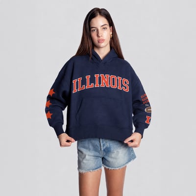  Illinois Fighting Illini Hype and Vice Women's Cropped Spirit Hoodie - Navy