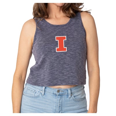  Illinois Fighting Illini Women's Brie Sandwashed Ribbed Cropped Tank Top - Navy
