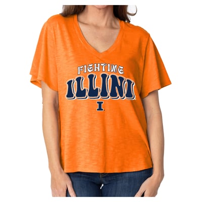  Illinois Fighting Illini Women's Fawn Flutter Sleeve T-Shirt - Orange