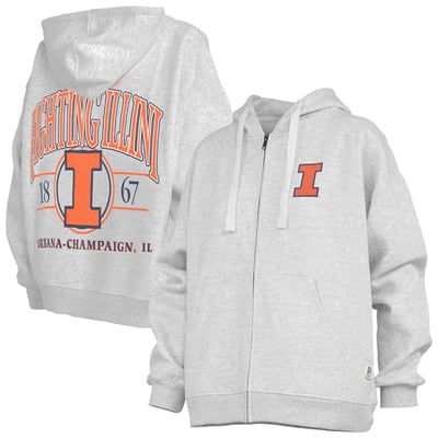  Illinois Fighting Illini Pressbox Women's Janise Full-Zip Hoodie - Heather Gray