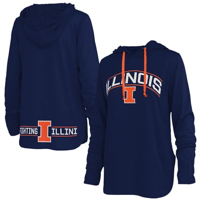 Illinois Fighting Illini Pressbox Women's Allie Long Sleeve Hooded T-Shirt - Navy
