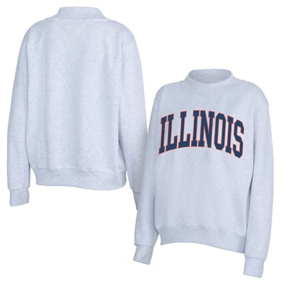 Illinois Fighting Illini ZooZatz Women's Team Arch Mock Neck Sweatshirt - Gray