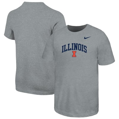  Illinois Fighting Illini Nike Youth Arched Name Drop T-Shirt - Heather Gray