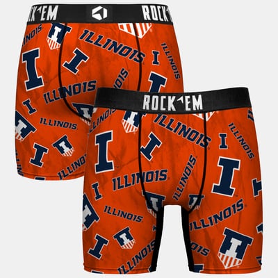  Illinois Fighting Illini Rock Em Youth All Over Logo Boxer Briefs - Orange