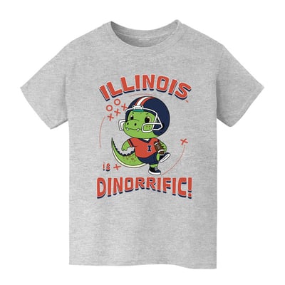 Illinois Fighting Illini Vive La Fete Youth Dinorrific T-Shirt - Gray