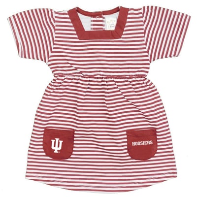 Indiana Hoosiers Little King Girls Toddler Square Neck Striped Dress - Crimson