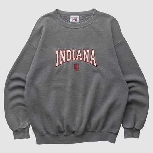 Indiana Hoosiers 90s Pullover Sweatshirt - Dark Heather Gray - L by Fanatics Real Vintage