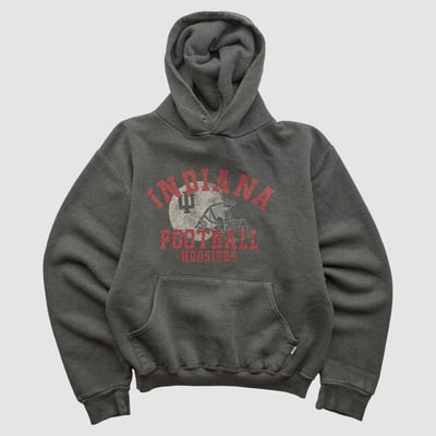 Indiana Hoosiers Russell 2000s Hooded Pullover Sweatshirt - Dark Heather Gray - XXS by Fanatics Real Vintage