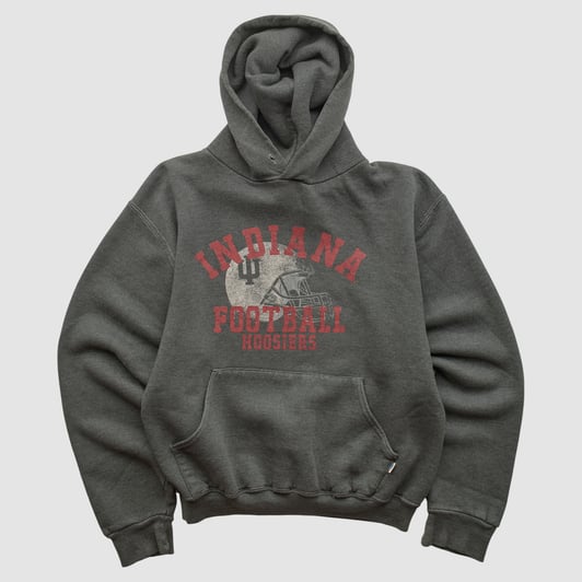 Indiana Hoosiers Russell 2000s Hooded Pullover Sweatshirt - Dark Heather Gray - XXS by Fanatics Real Vintage