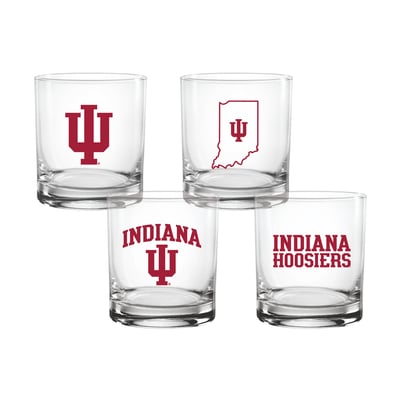  Indiana Hoosiers Indigo Falls Core 4-Pack Collectors Rocks Glass Set