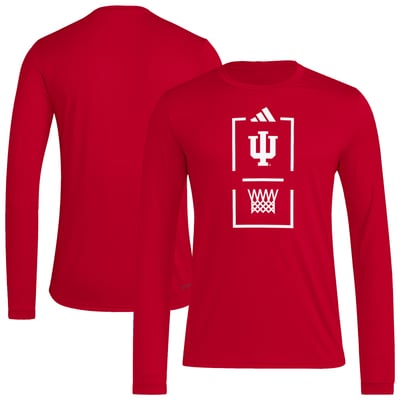  Indiana Hoosiers adidas On-Court Pregame Long Sleeve T-Shirt - Crimson