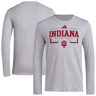  Indiana Hoosiers adidas Basketball Icon Pregame Long Sleeve T-Shirt - Gray