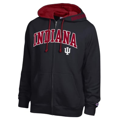 Indiana Hoosiers Champion Arch Logo Full-Zip Fleece Hoodie - Black