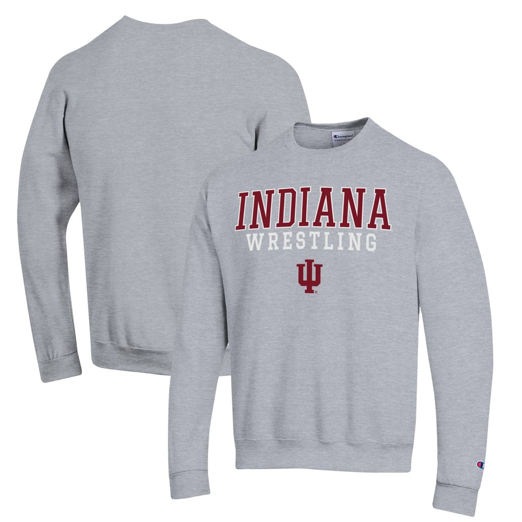 Indiana Hoosiers Champion Wrestling Stack Powerblend Pullover Sweatshirt - Gray
