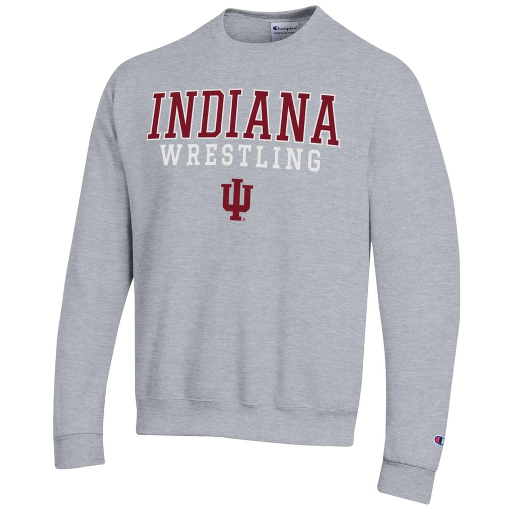 Indiana Hoosiers Champion Wrestling Stack Powerblend Pullover Sweatshirt - Gray