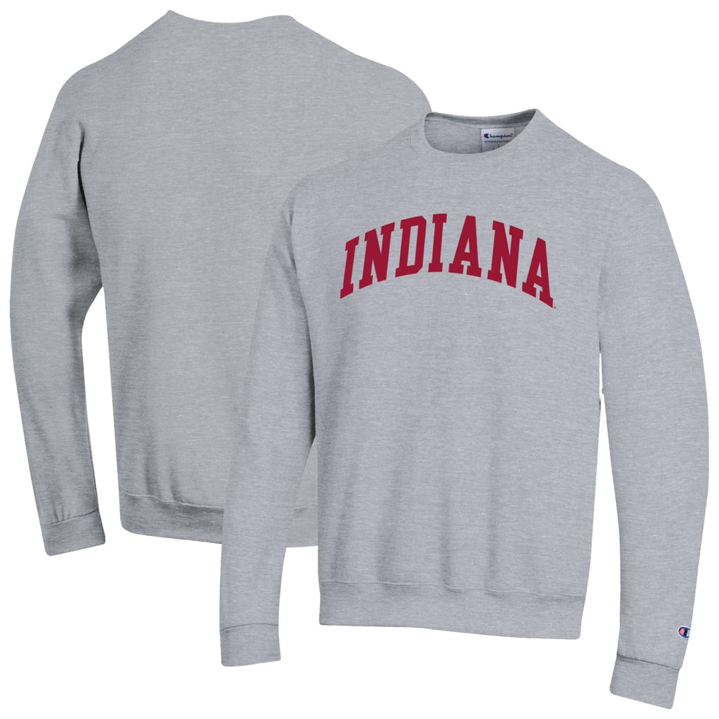  Indiana Hoosiers Champion Basic Arch Fleece Pullover Sweatshirt - Heather Gray