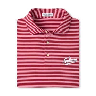  Indiana Hoosiers Peter Millar Tiebreaker Performance Jersey Stripe Polo - Crimson