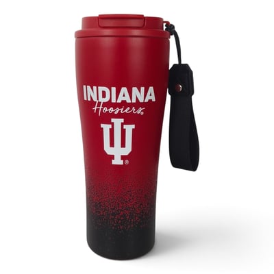 Indiana Hoosiers Pegasus 20oz Splatter Script Stainless Steel ProSip Coffee Cup with Strap