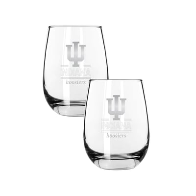 Indiana Hoosiers The Memory Company Two-Piece 15oz. Classic Crew Stemless Wine Glass Set