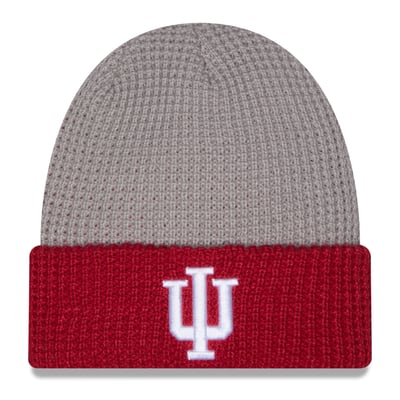 Indiana Hoosiers New Era Unisex Cuffed Waffle Knit Hat - Gray/Crimson