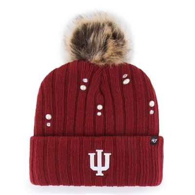 Indiana Hoosiers '47 Women's Pearl Fur Knit Hat with Pom - Crimson