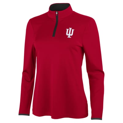 Indiana Hoosiers Antigua Women's Brink Quarter-Zip Pullover - Crimson/Black