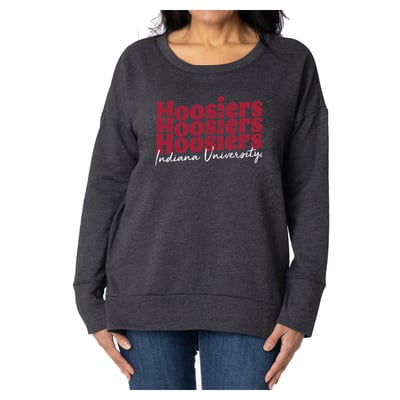 Indiana Hoosiers Flying Colors Apparel Women's Marly Side Split Sweatshirt - Black
