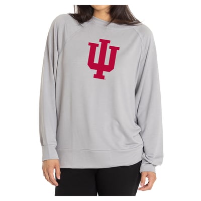 Indiana Hoosiers Flying Colors Apparel Women's Impressions Rylee Raglan Long Sleeve T-Shirt - Gray
