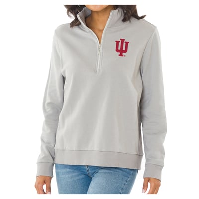 Indiana Hoosiers Flying Colors Apparel Women's Quinn Quarter-Zip Fleece - Gray
