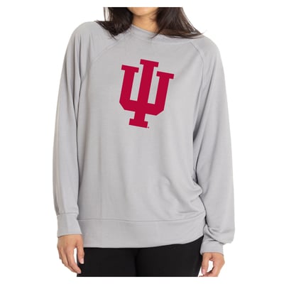 Indiana Hoosiers Flying Colors Apparel Women's Rylee Raglan Long Sleeve T-Shirt - Gray
