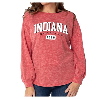 Indiana Hoosiers Flying Colors Apparel Women's Josie Balloon Sleeve Long Sleeve Tunic T-Shirt - Red

