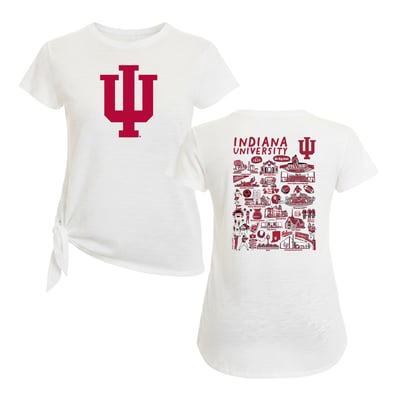 Indiana Hoosiers Flying Colors Apparel Women's Impressions Sophie Side Tie T-Shirt - White
