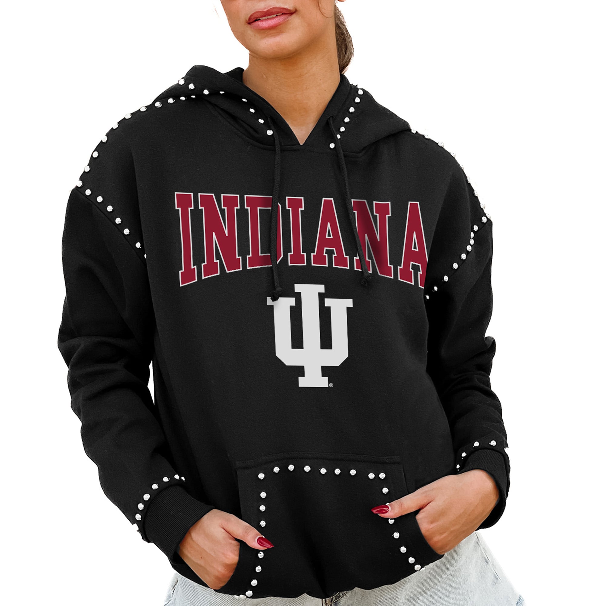 Indiana Hoosiers Gameday Couture Women's Studded Pullover Hoodie - Black