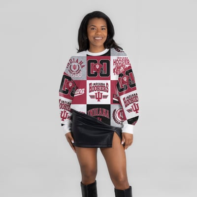  Indiana Hoosiers Gameday Couture Women's Highlight Reel Patchwork Long Sleeve Pullover - Crimson