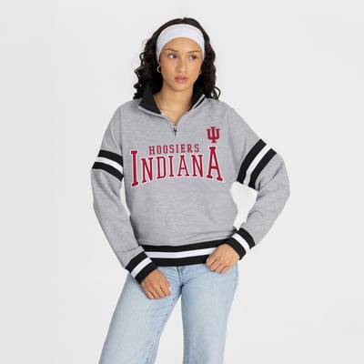  Indiana Hoosiers Gameday Couture Women's Hold the Line Quarter-Zip Pullover - Gray