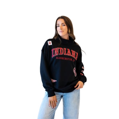 Indiana Hoosiers Gameday Social Women's Patch Mockneck Sweatshirt - Black
