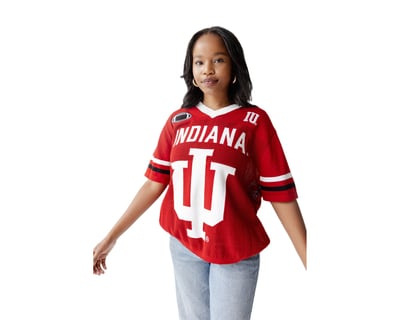  Indiana Hoosiers Gameday Social Women's Knit Football Jersey Sweater - Crimson