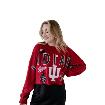 Indiana Hoosiers Gameday Social Women's Patch Phipps Sweatshirt - Crimson
