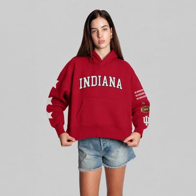  Indiana Hoosiers Hype and Vice Women's Cropped Spirit Hoodie - Crimson