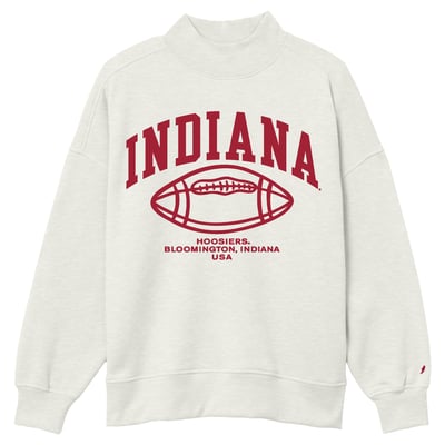 Indiana Hoosiers League Collegiate Wear Women's Diana Mock Neck Football Sweatshirt - Oatmeal