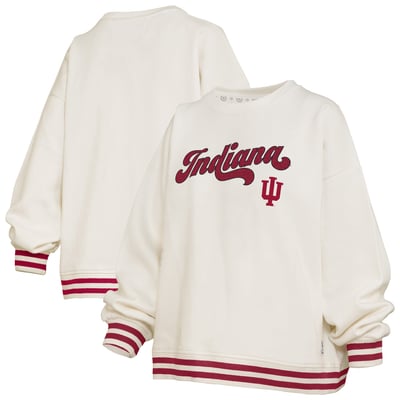 Indiana Hoosiers Pressbox Women's Bonanza Chenille Ribbed Sweatshirt - Cream