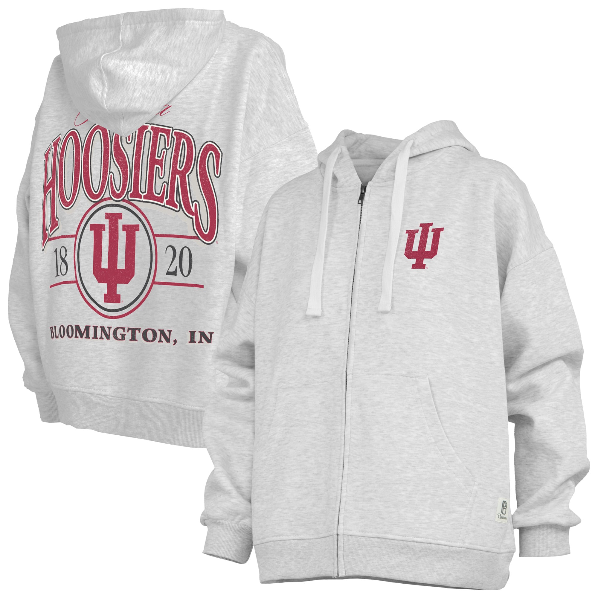 Pressbox Indiana Hoosiers Women's Heather Gray Janise Full-Zip Hoodie