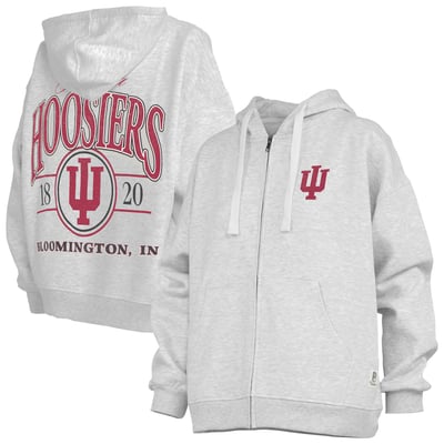  Indiana Hoosiers Pressbox Women's Janise Full-Zip Hoodie - Heather Gray
