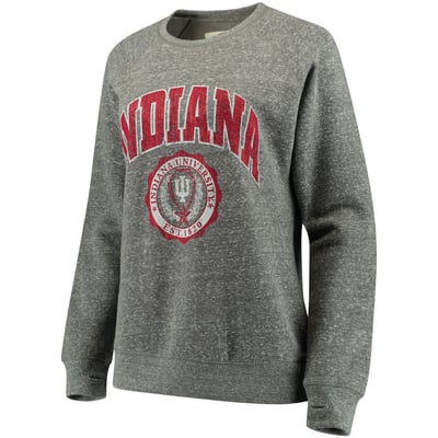 Indiana Hoosiers Pressbox Women's Edith Vintage Knobi Pullover Sweatshirt - Heathered Gray